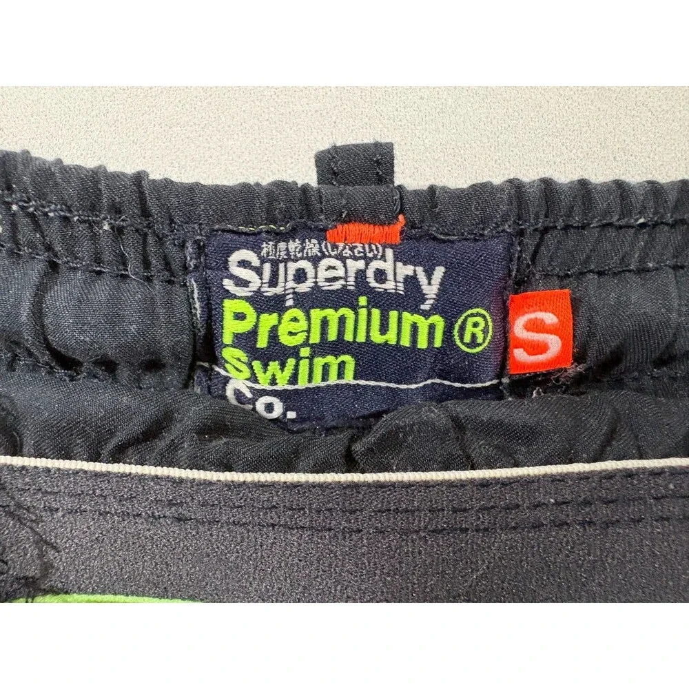 Superdry Premium Lined Swim Shorts Mens Volley Trunks Athletic Black Mesh Sz S
